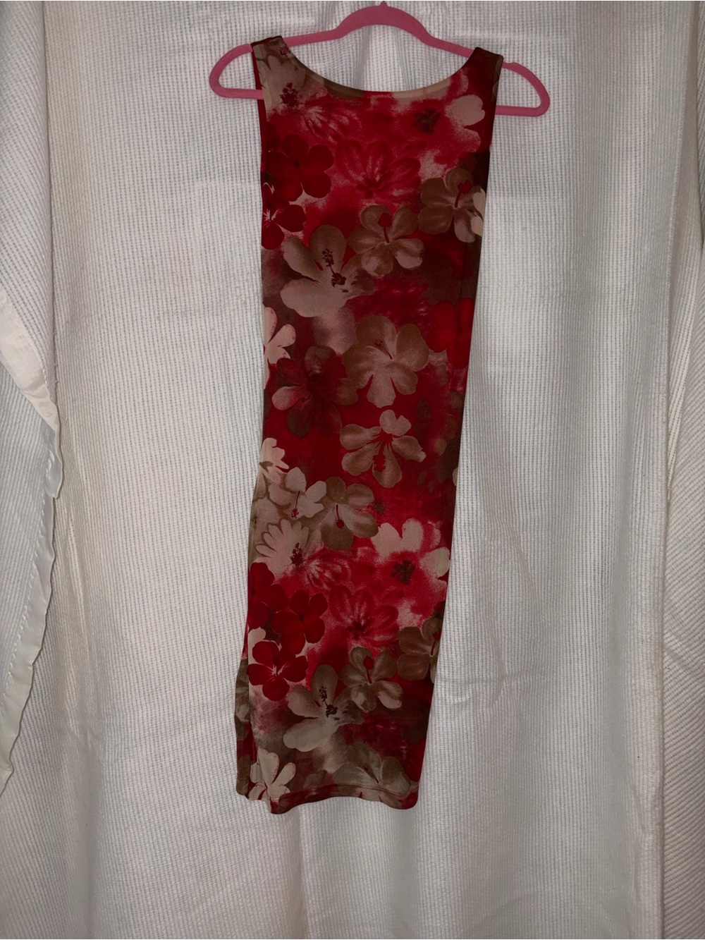 B.MOSS Floral Midi Dress in Red & Brown Like New